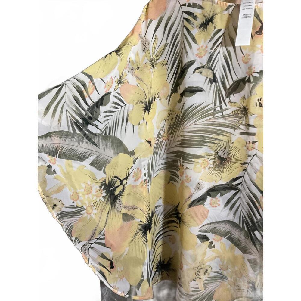Chico's Floral Tropical Vacation Print Sheer Blouse S/M - Picture 7 of 8